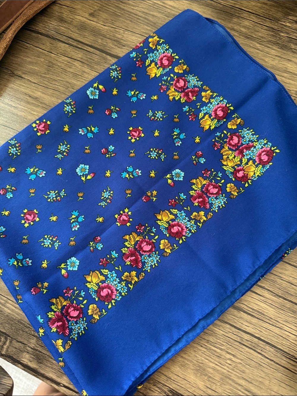 Vibrant Royal Blue Floral Scarf